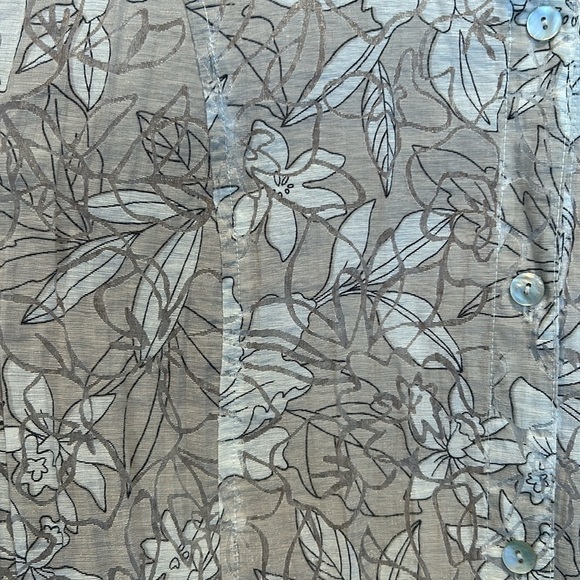 Alfred Dunner Sheer Floral Button Up Blouse with White Tank Top Size 14 - Picture 5 of 6